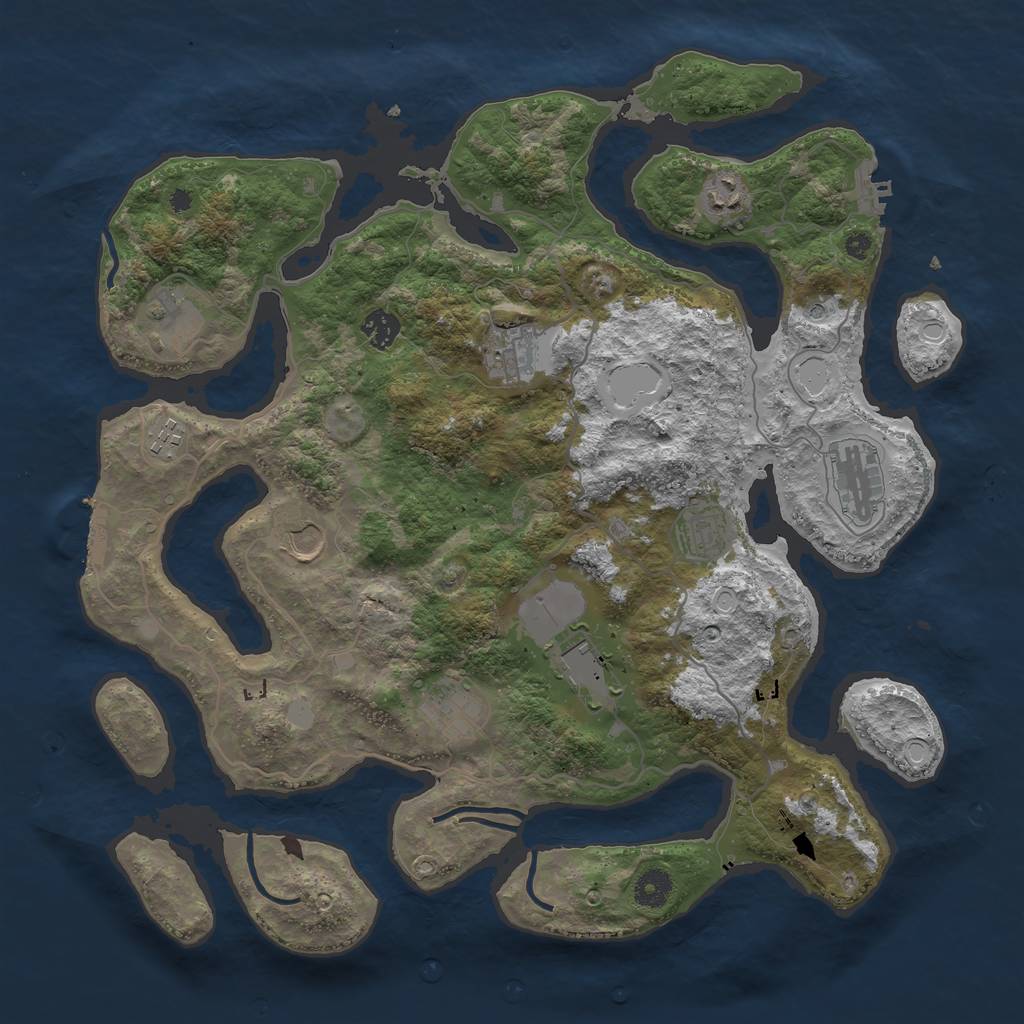 Rust Map: Procedural Map, Size: 4050, Seed: 1376895972, 18 Monuments
