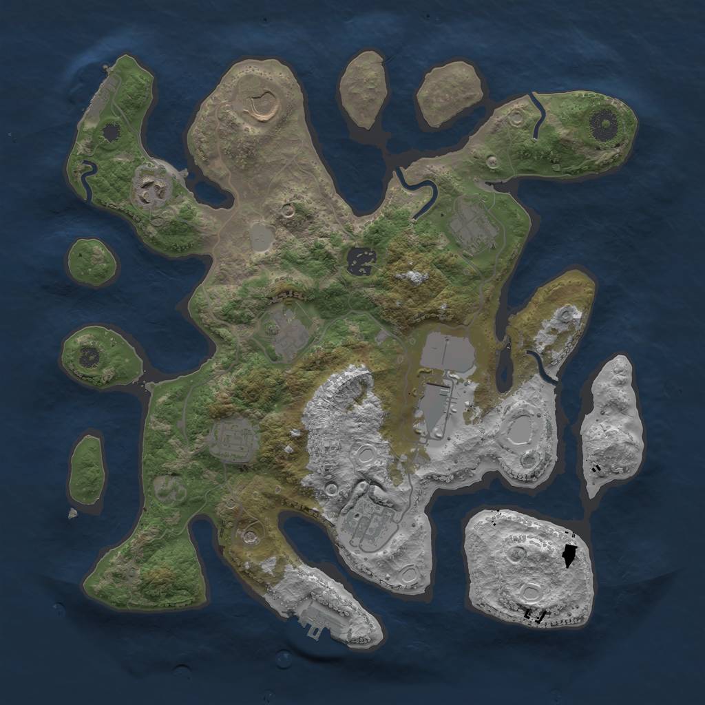 Rust Map: Procedural Map, Size: 3500, Seed: 67626327, 16 Monuments