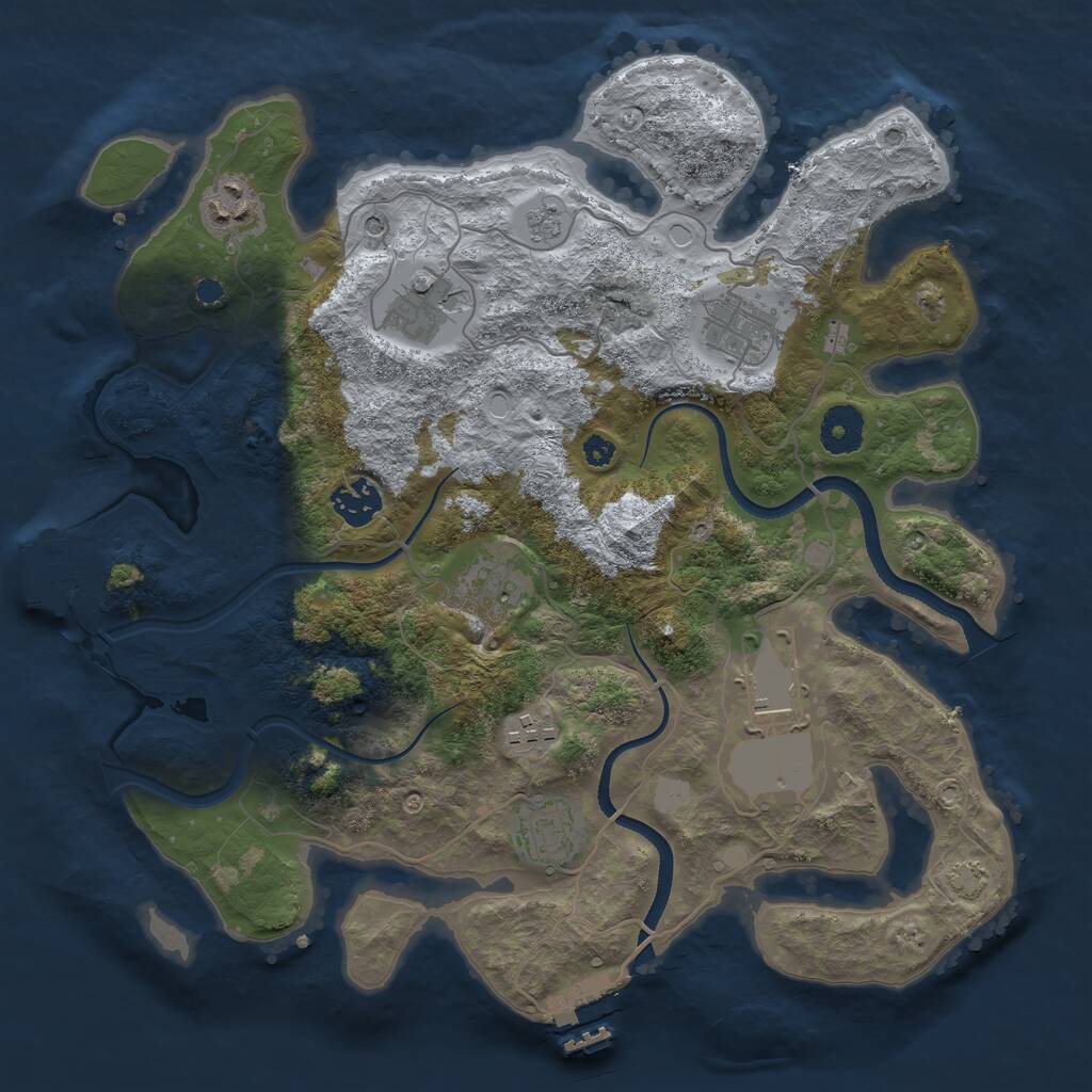 Rust Map: Procedural Map, Size: 3500, Seed: 231423, 14 Monuments