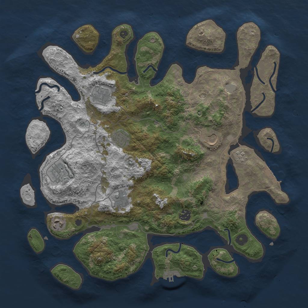 Rust Map: Procedural Map, Size: 4000, Seed: 24423524, 16 Monuments