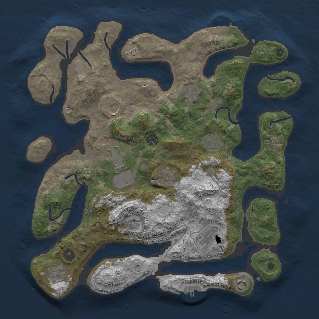 Rust Map: Procedural Map, Size: 4000, Seed: 589379, 18 Monuments