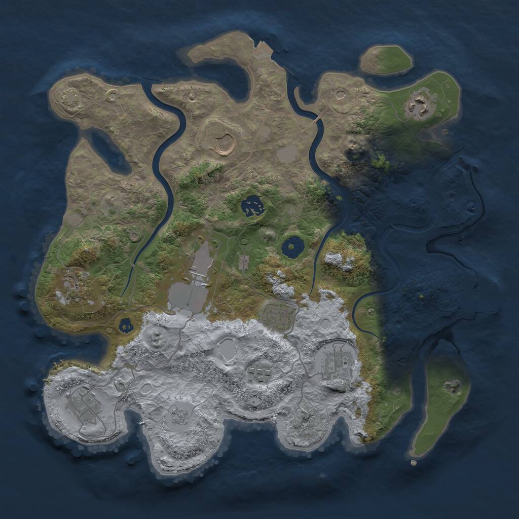 Rust Map: Procedural Map, Size: 3550, Seed: 942353, 14 Monuments