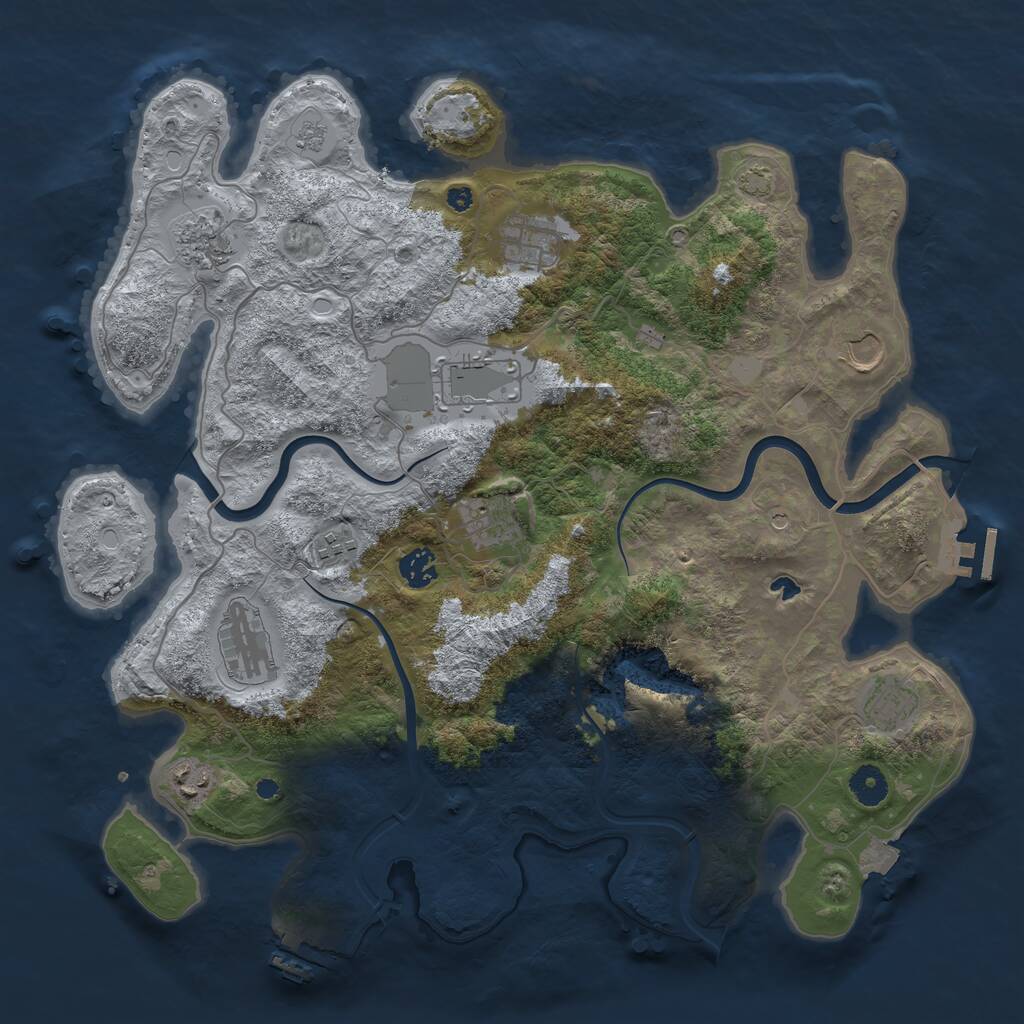 Rust Map: Procedural Map, Size: 4000, Seed: 551970, 16 Monuments