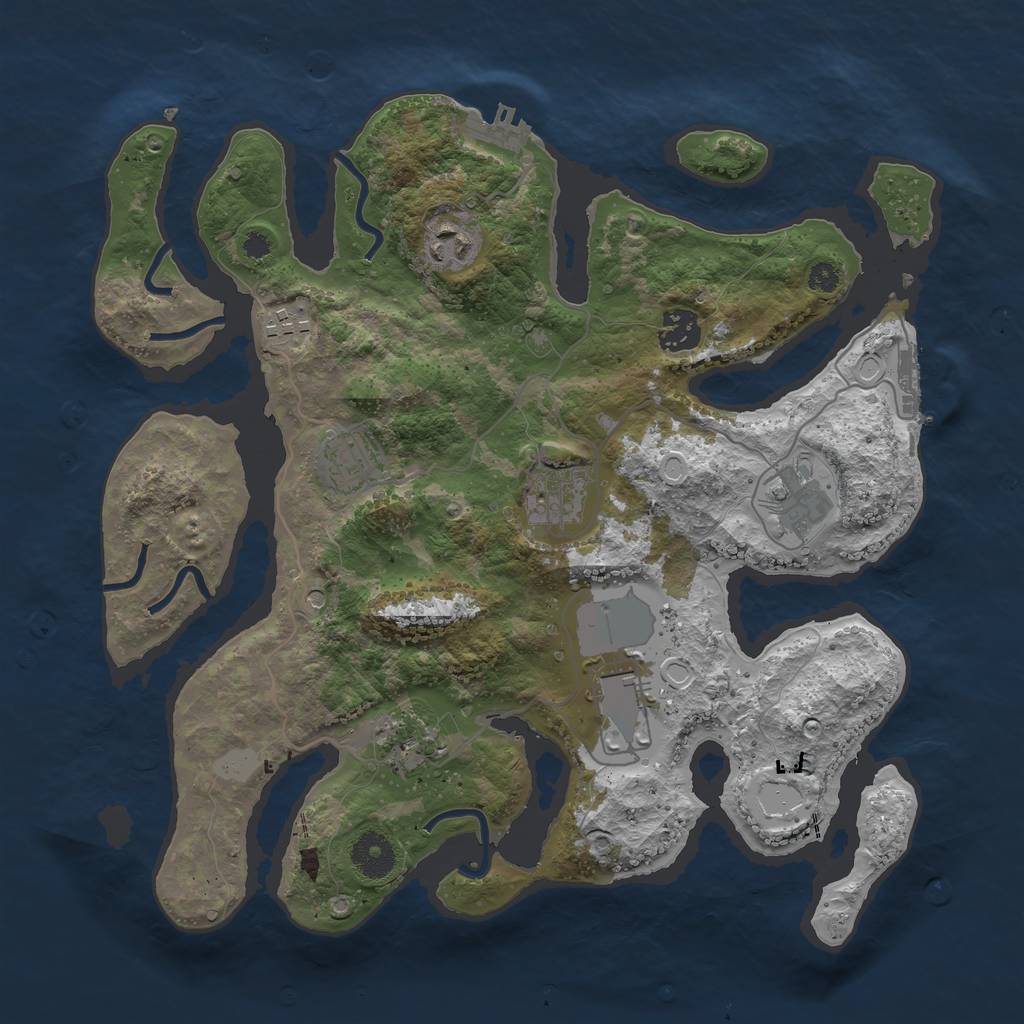 Rust Map: Procedural Map, Size: 3500, Seed: 6121608, 16 Monuments