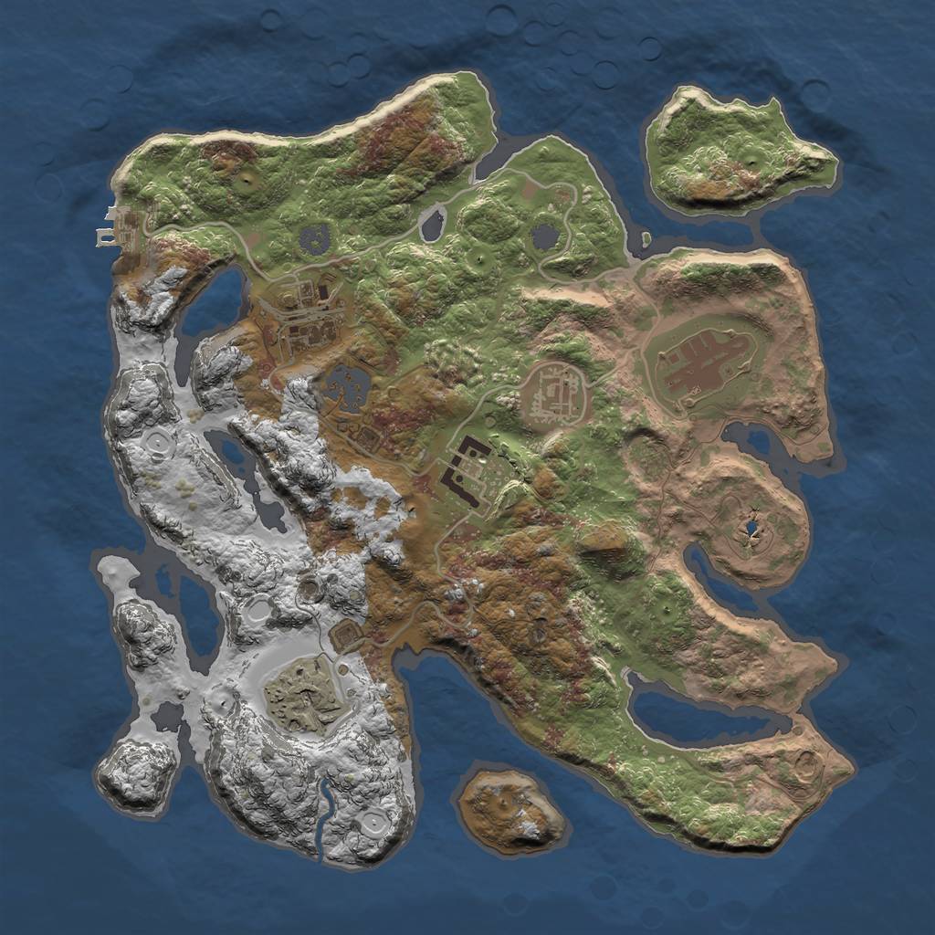 Rust Map: Procedural Map, Size: 3000, Seed: 2342471, 11 Monuments