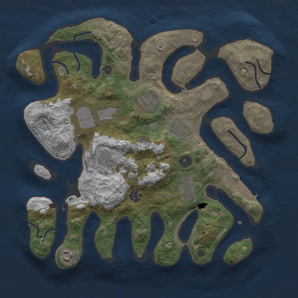 Rust Map: Procedural Map, Size: 3550, Seed: 688664, 14 Monuments