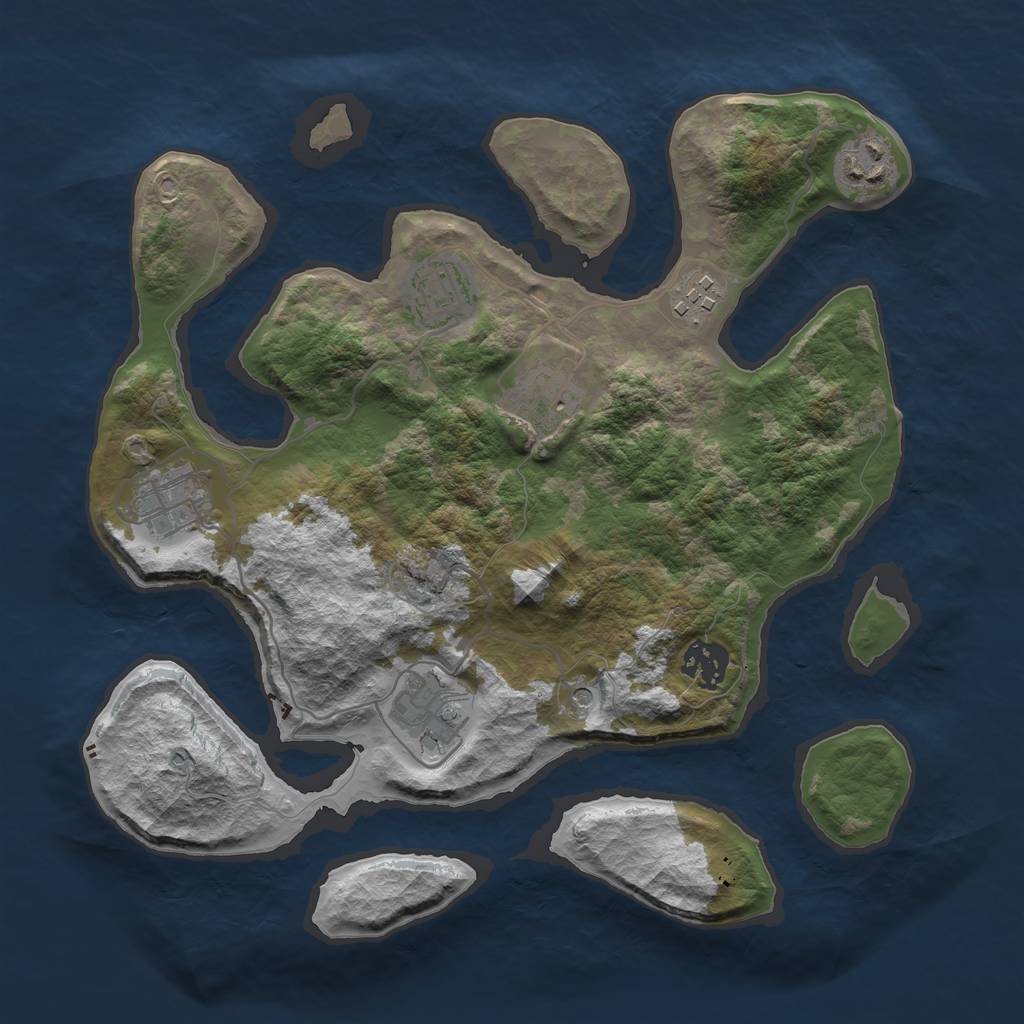 Rust Map: Barren, Size: 3200, Seed: 165663773, 10 Monuments