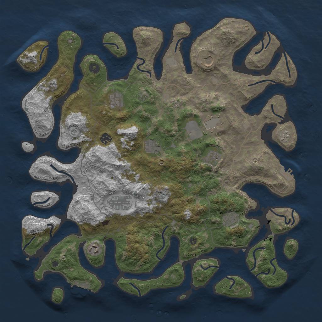 Rust Map: Procedural Map, Size: 4500, Seed: 723715747, 18 Monuments