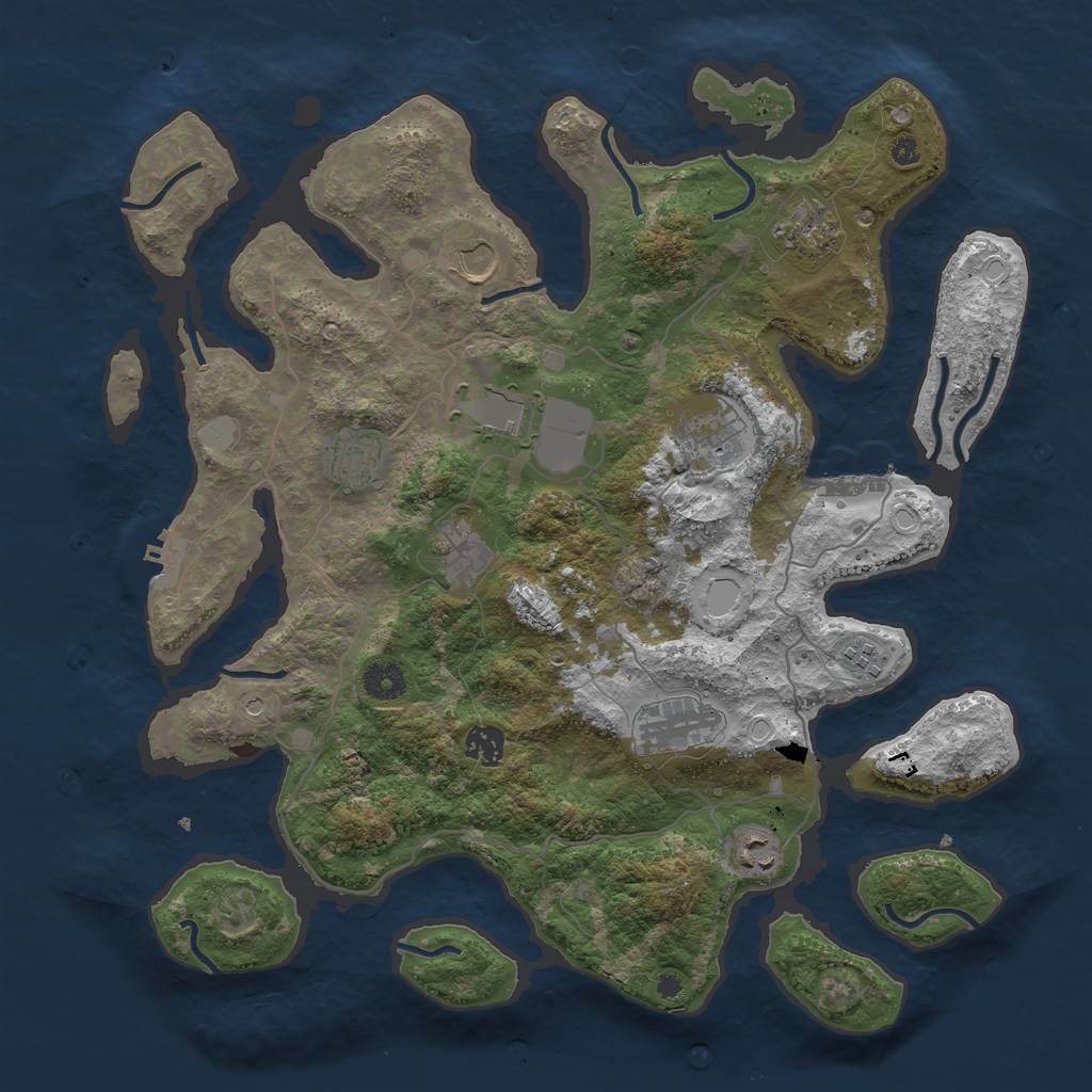 Rust Map: Procedural Map, Size: 4000, Seed: 678398, 18 Monuments