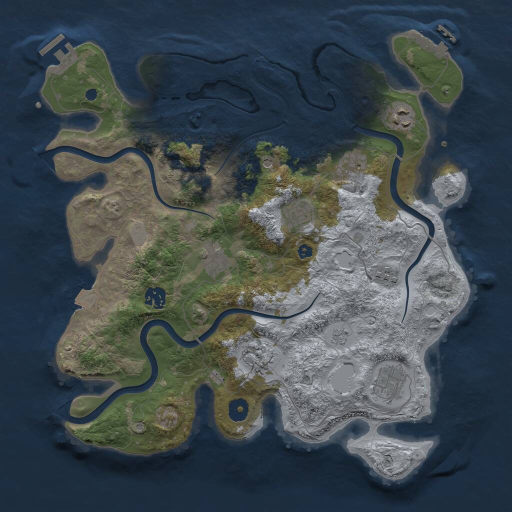 Rust Map: Procedural Map, Size: 3500, Seed: 513210, 14 Monuments