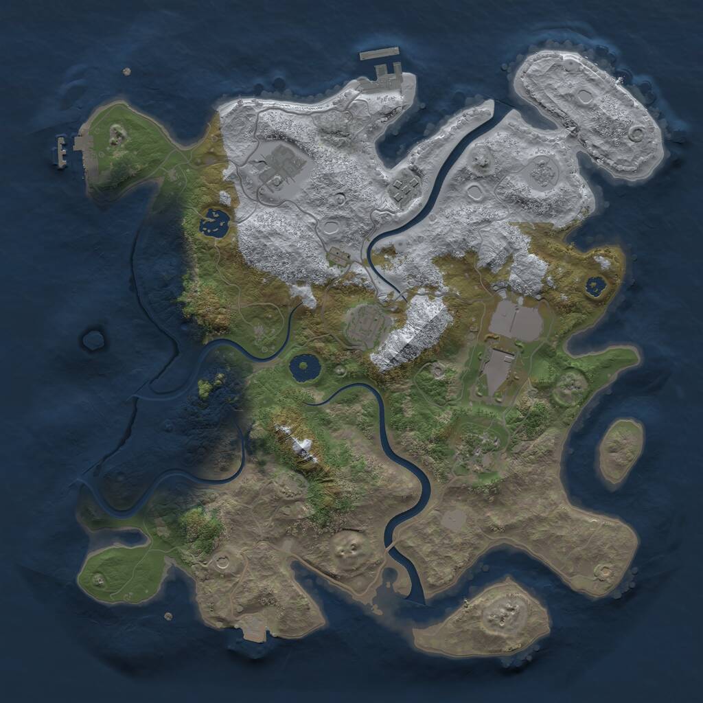 Rust Map: Procedural Map, Size: 3600, Seed: 727057781, 12 Monuments