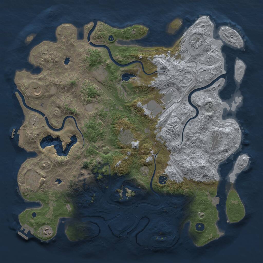 Rust Map: Procedural Map, Size: 4500, Seed: 1650996603, 17 Monuments