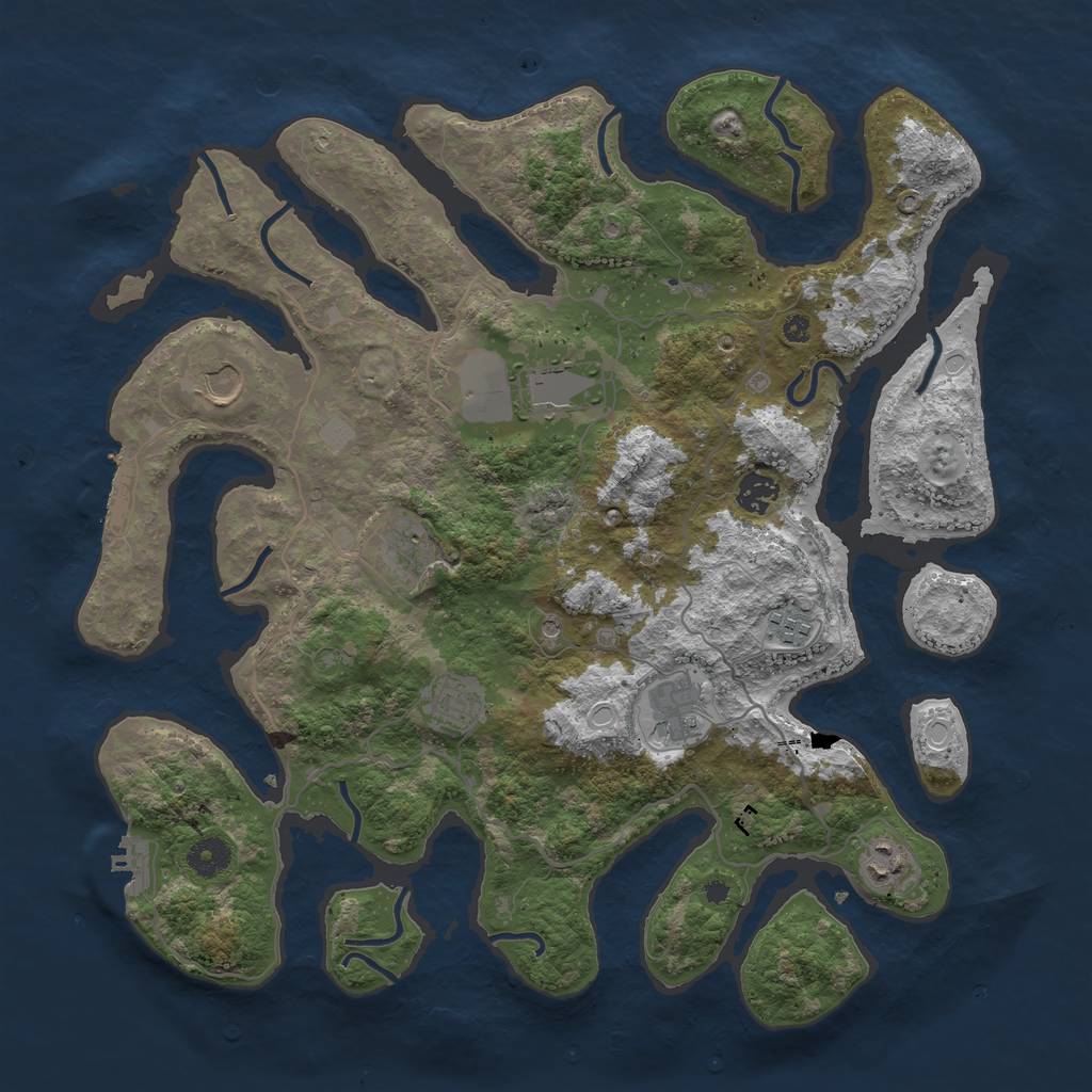 Rust Map: Procedural Map, Size: 4000, Seed: 622190, 16 Monuments