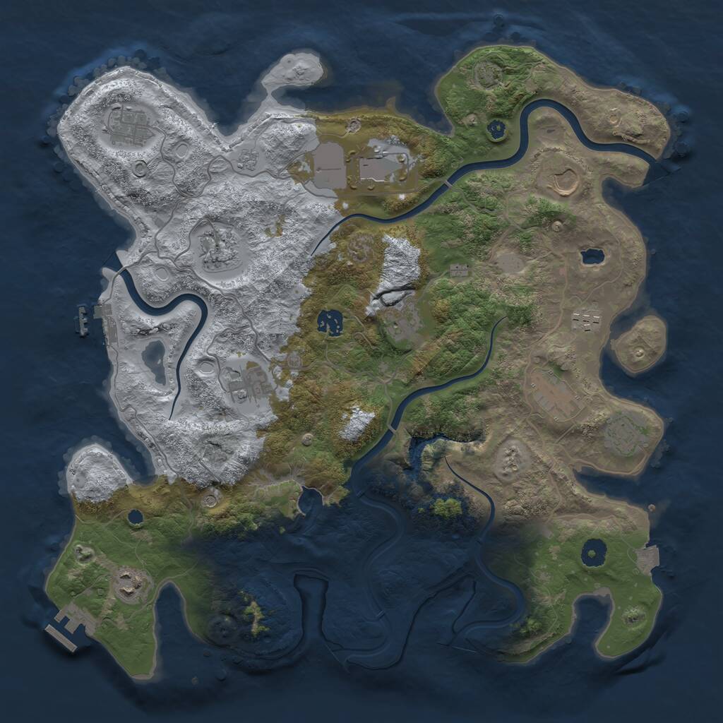 Rust Map: Procedural Map, Size: 4000, Seed: 1213434437, 17 Monuments