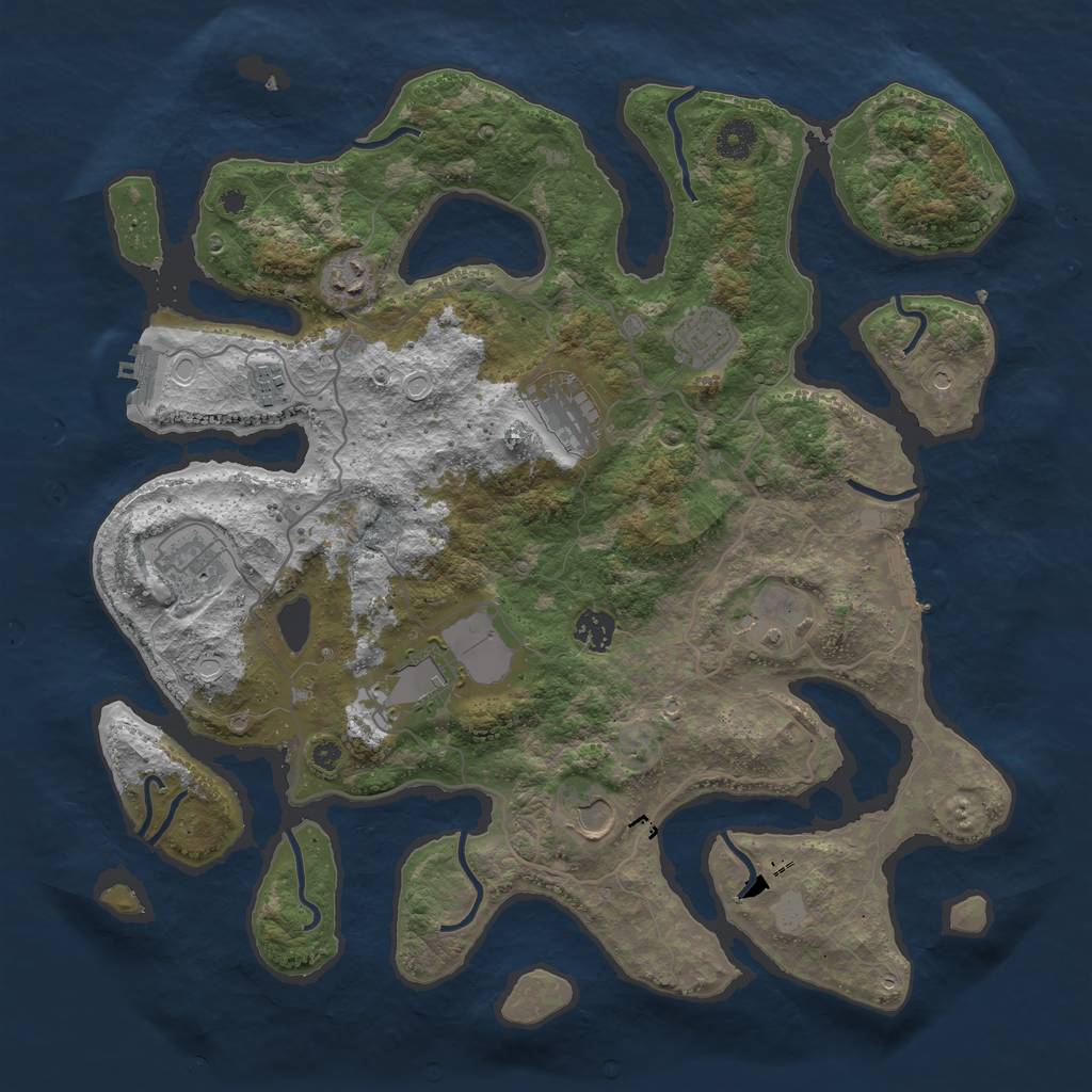 Rust Map: Procedural Map, Size: 4000, Seed: 1266332446, 17 Monuments