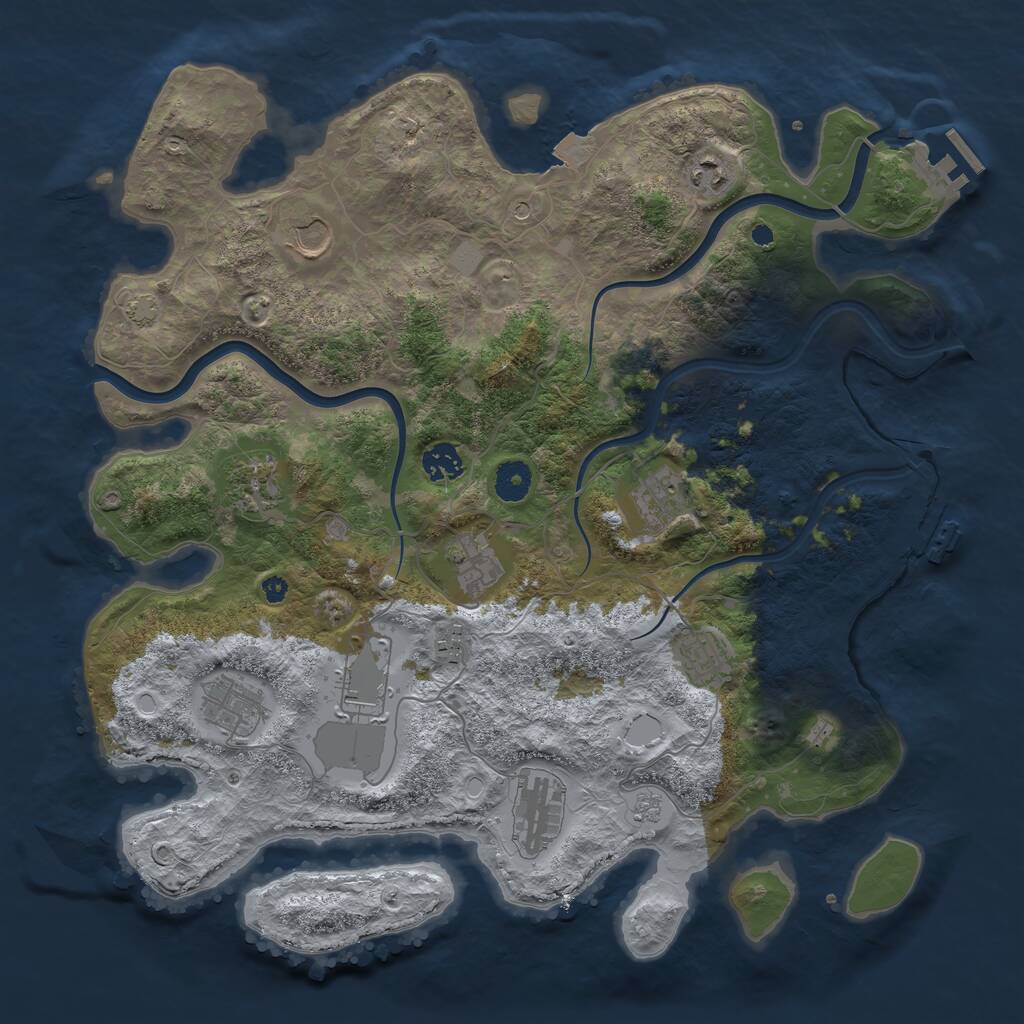 Rust Map: Procedural Map, Size: 3950, Seed: 1719857789, 17 Monuments