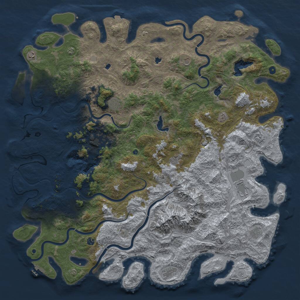 Rust Map: Procedural Map, Size: 6000, Seed: 424483809, 17 Monuments