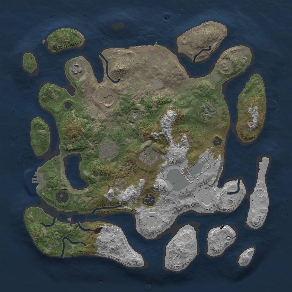 Rust Map: Procedural Map, Size: 3550, Seed: 458690, 15 Monuments