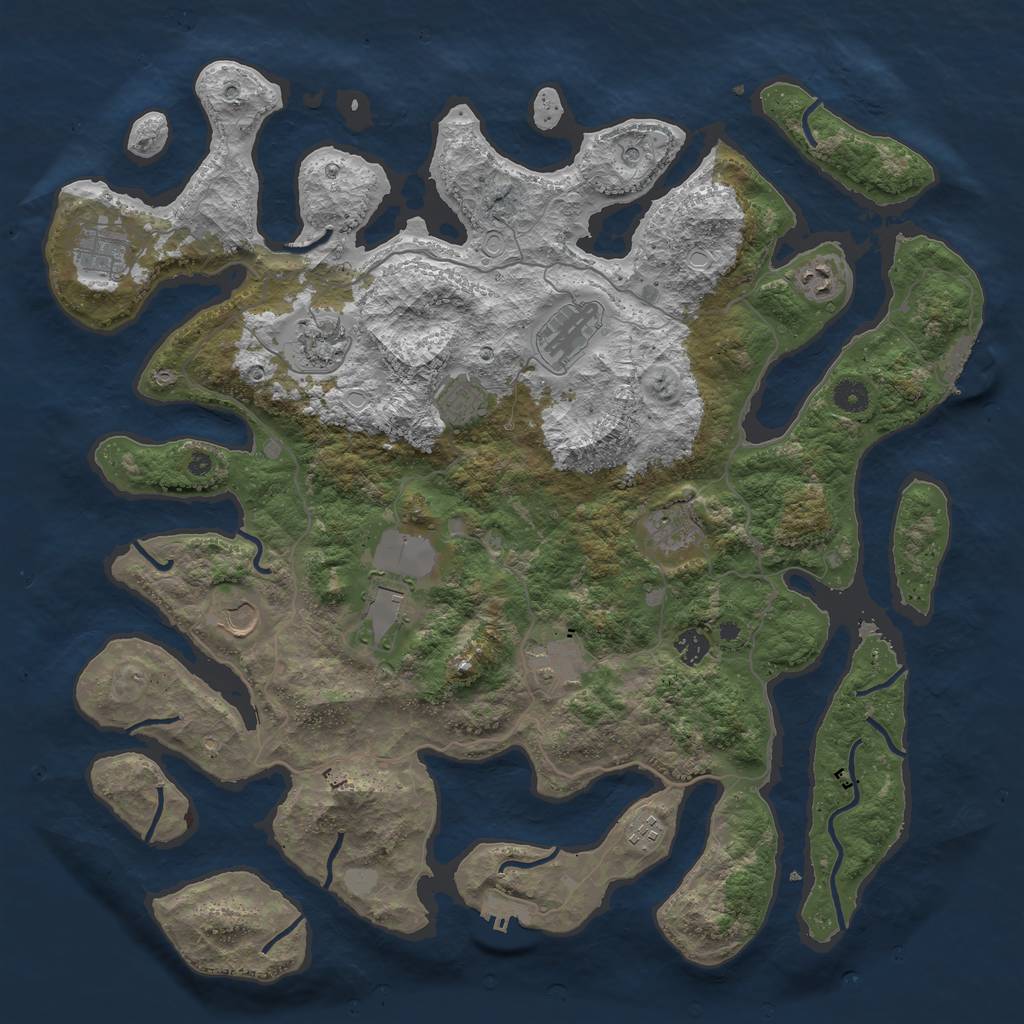 Rust Map: Procedural Map, Size: 4500, Seed: 649124634, 19 Monuments