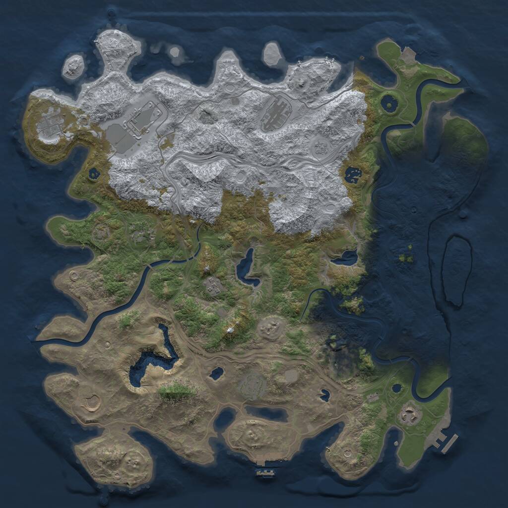 Rust Map: Procedural Map, Size: 4500, Seed: 649124634, 16 Monuments