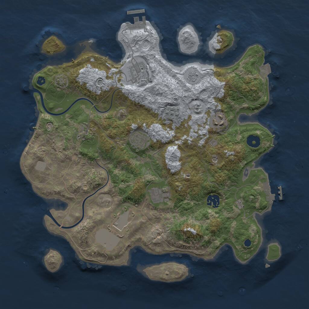 Rust Map: Procedural Map, Size: 3500, Seed: 1620677059, 14 Monuments