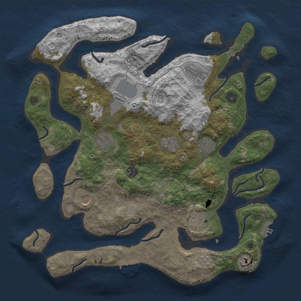 Rust Map: Procedural Map, Size: 3950, Seed: 82741836, 18 Monuments