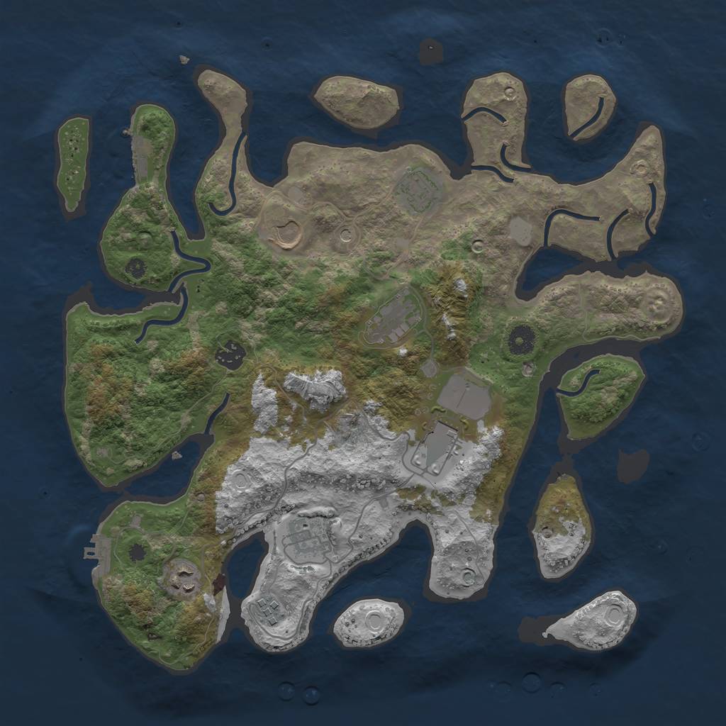 Rust Map: Procedural Map, Size: 3800, Seed: 1994113856, 16 Monuments