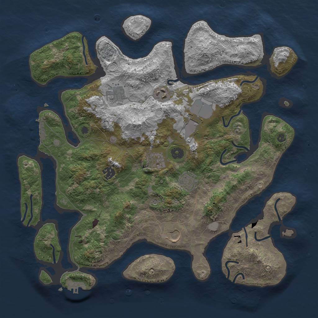 Rust Map: Procedural Map, Size: 3850, Seed: 1012048379, 16 Monuments