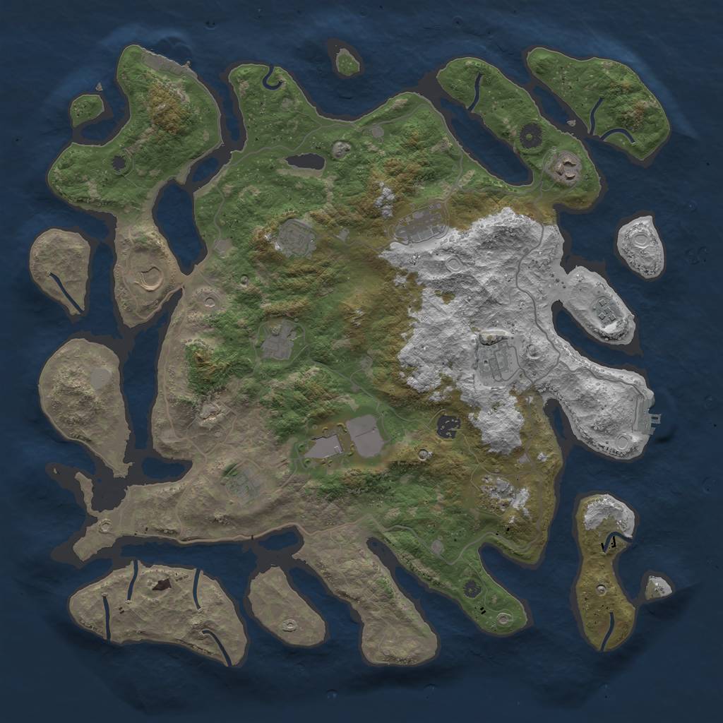 Rust Map: Procedural Map, Size: 4500, Seed: 877417459, 19 Monuments