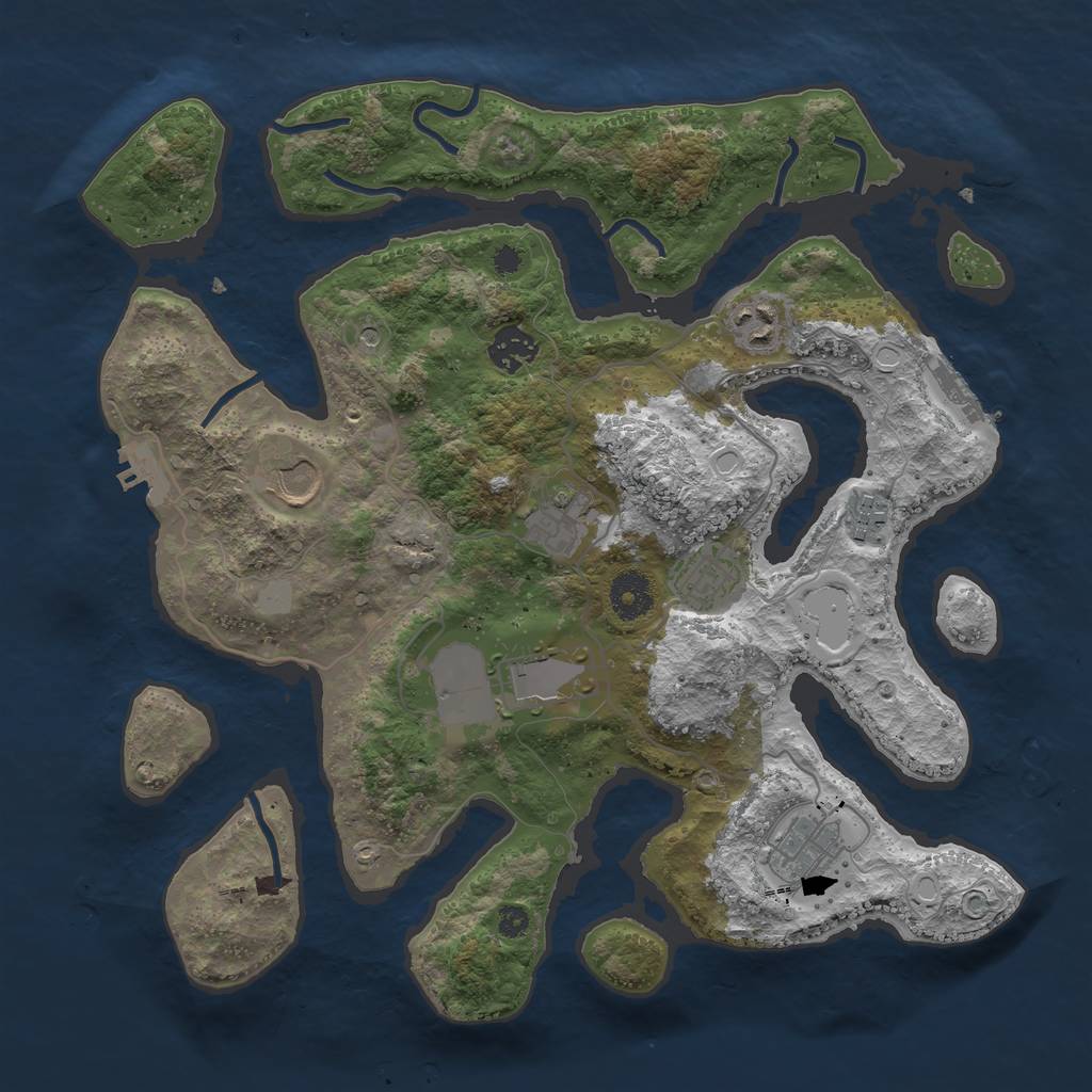 Rust Map: Procedural Map, Size: 3550, Seed: 612221, 16 Monuments