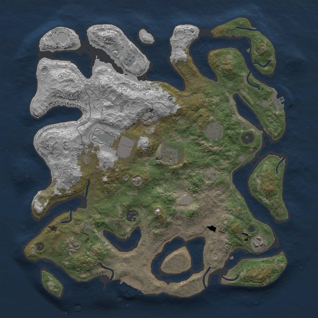 Rust Map: Procedural Map, Size: 4000, Seed: 833421, 15 Monuments