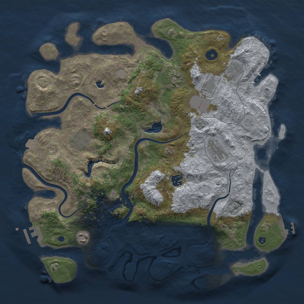 Rust Map: Procedural Map, Size: 4000, Seed: 530943, 14 Monuments