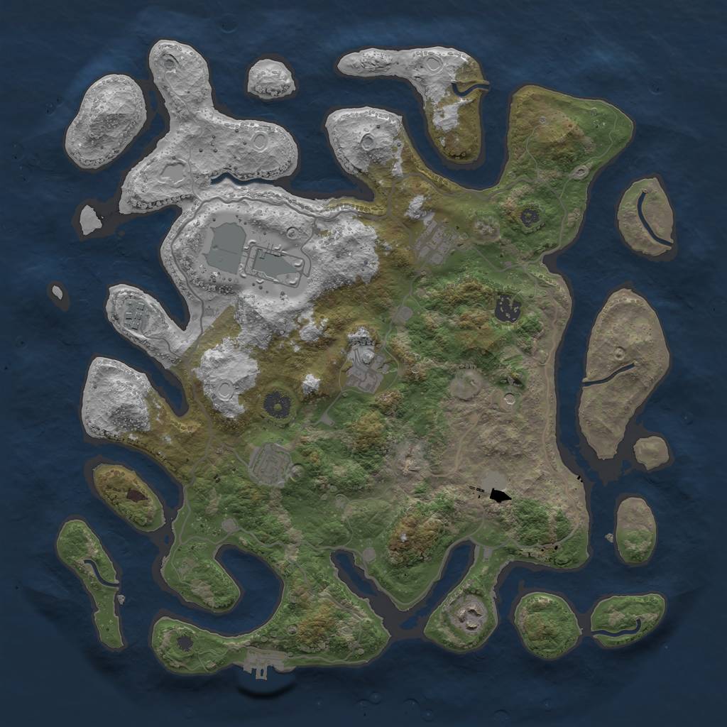 Rust Map: Procedural Map, Size: 4000, Seed: 169353, 14 Monuments