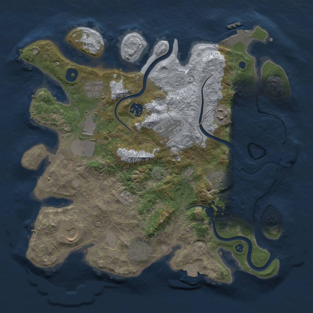 Rust Map: Procedural Map, Size: 3550, Seed: 781220, 15 Monuments