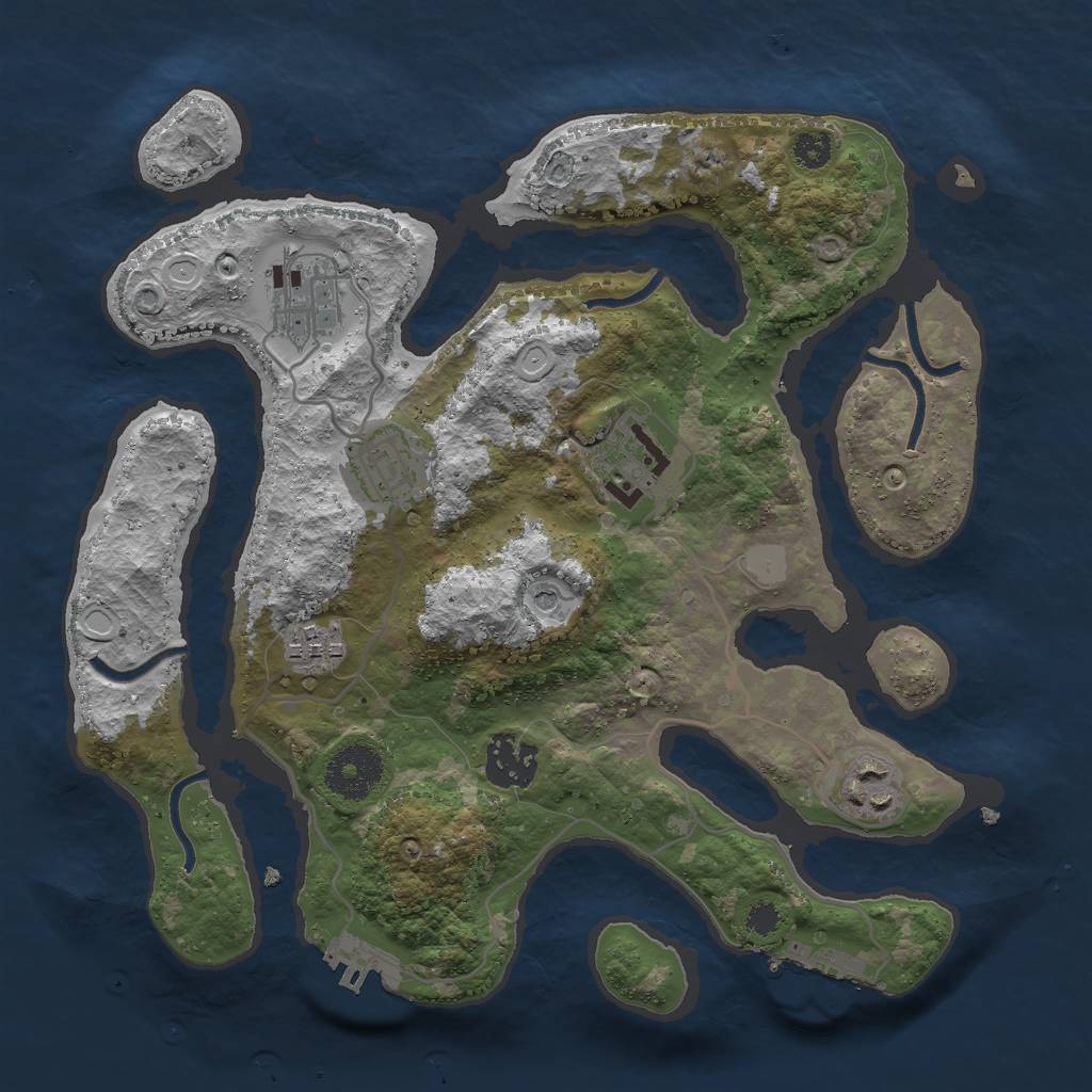 Rust Map: Procedural Map, Size: 3000, Seed: 2110961955, 14 Monuments