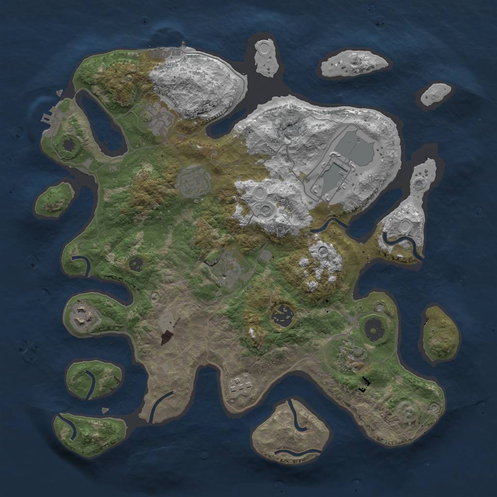 Rust Map: Procedural Map, Size: 3550, Seed: 419513, 16 Monuments