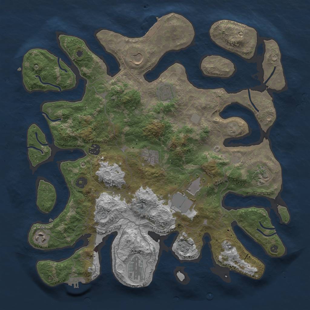 Rust Map: Procedural Map, Size: 4000, Seed: 709350, 17 Monuments