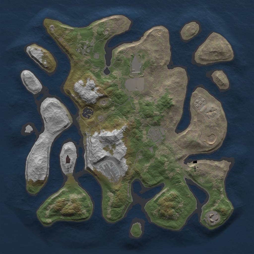 Rust Map: Barren, Size: 3550, Seed: 100612, 11 Monuments