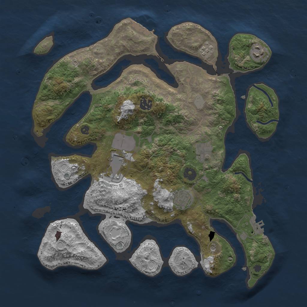 Rust Map: Procedural Map, Size: 3550, Seed: 793707, 14 Monuments