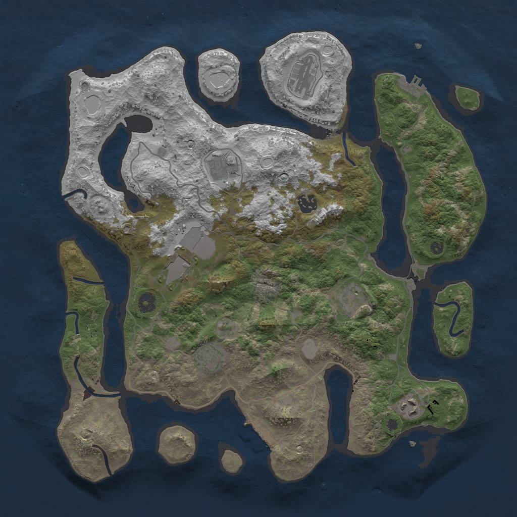 Rust Map: Procedural Map, Size: 4000, Seed: 684870, 14 Monuments