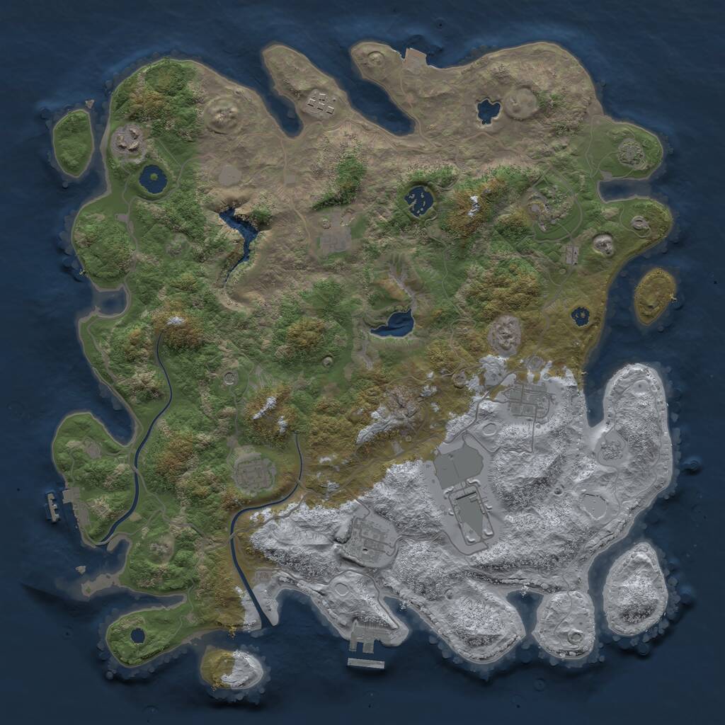 Rust Map: Procedural Map, Size: 4000, Seed: 994801, 15 Monuments