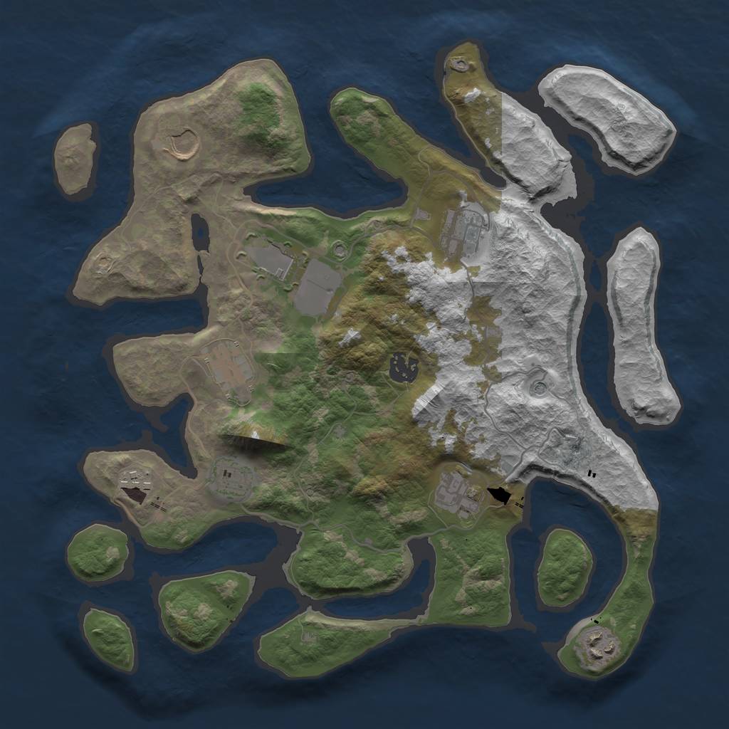 Rust Map: Barren, Size: 3550, Seed: 220056, 12 Monuments