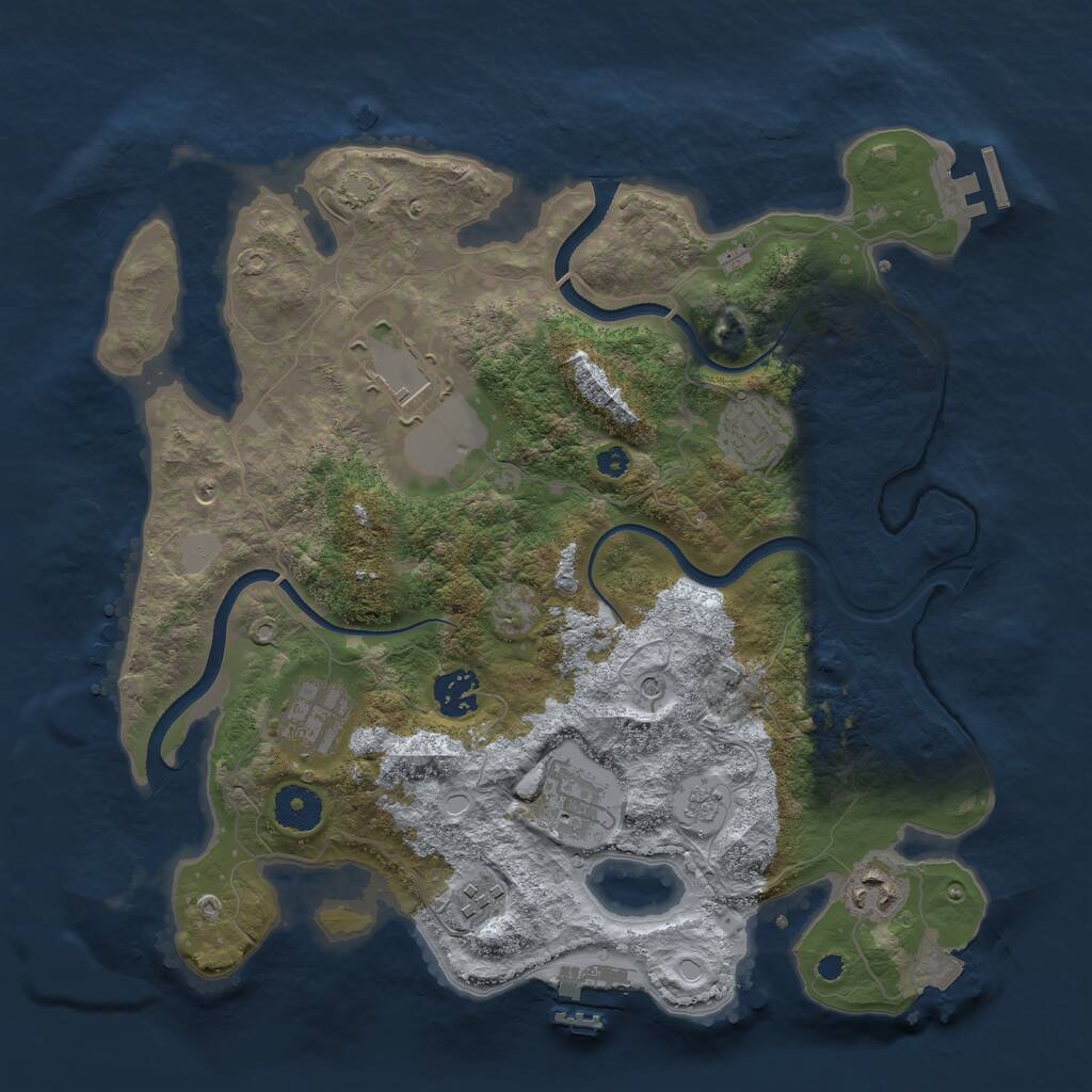Rust Map: Procedural Map, Size: 3500, Seed: 268462573, 13 Monuments