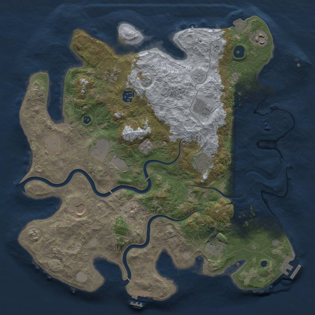 Rust Map: Procedural Map, Size: 3950, Seed: 1292081905, 16 Monuments