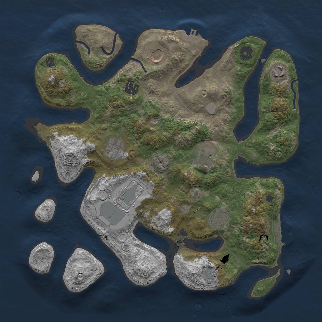 Rust Map: Procedural Map, Size: 3500, Seed: 2393018, 16 Monuments