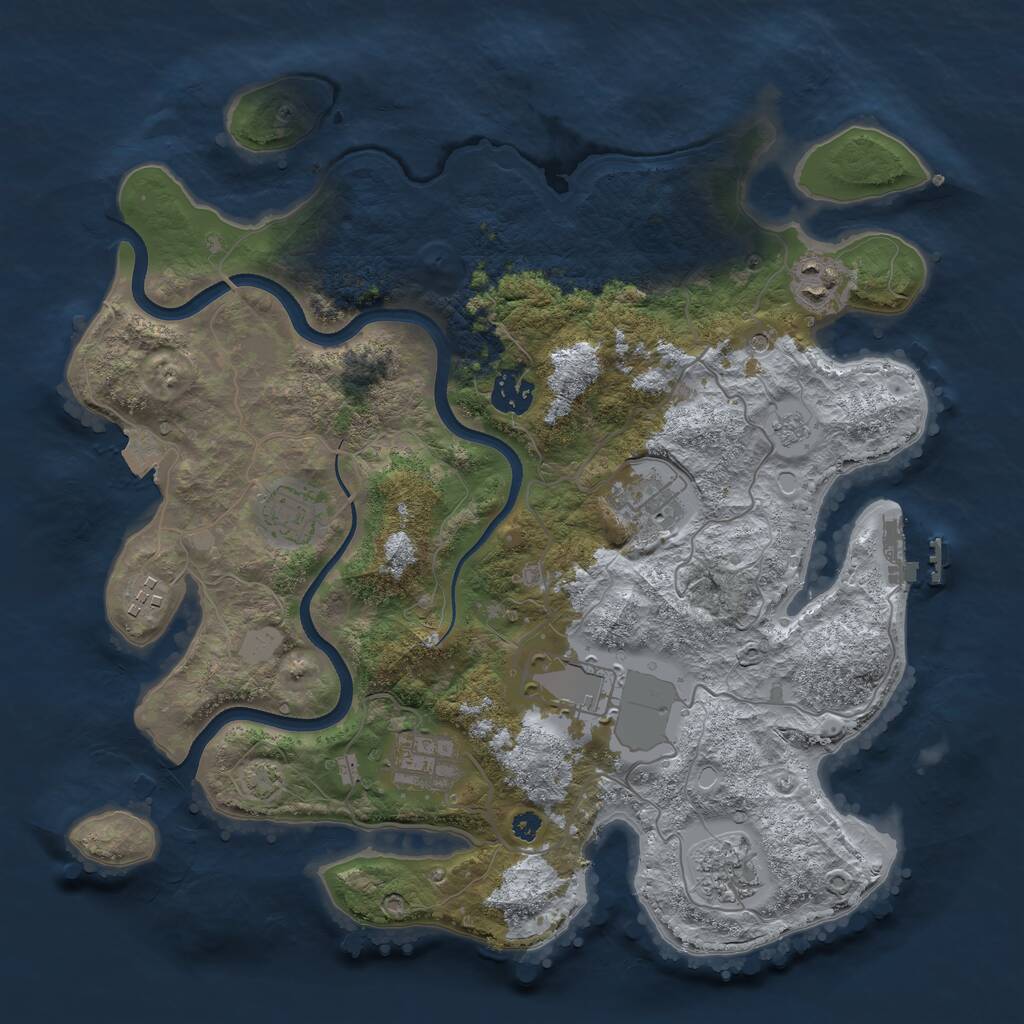 Rust Map: Procedural Map, Size: 3550, Seed: 694565, 13 Monuments