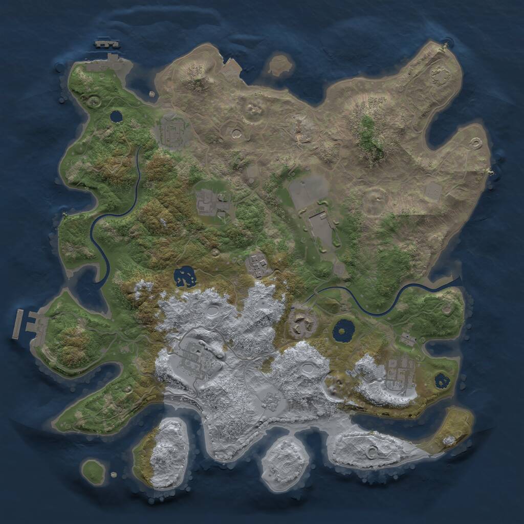 Rust Map: Procedural Map, Size: 3500, Seed: 8409771, 14 Monuments