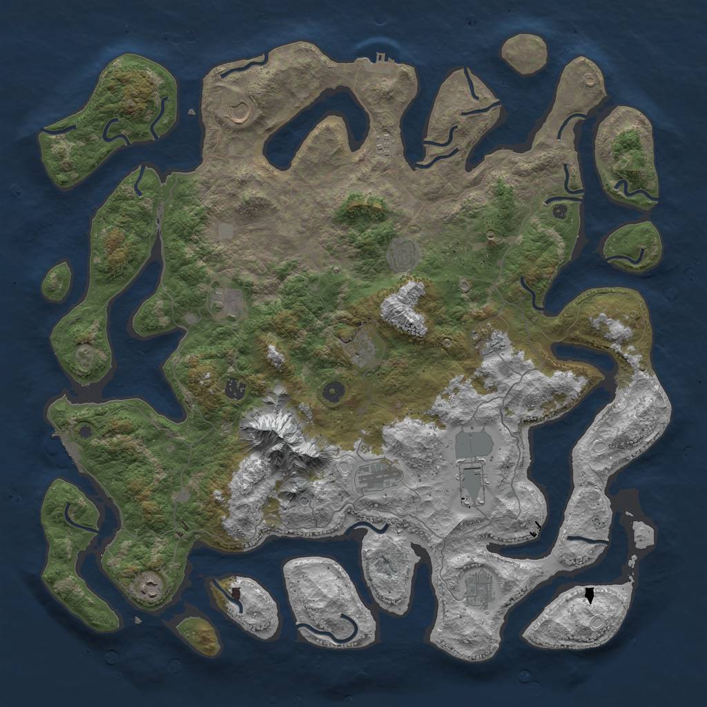 Rust Map: Procedural Map, Size: 5000, Seed: 2012, 19 Monuments