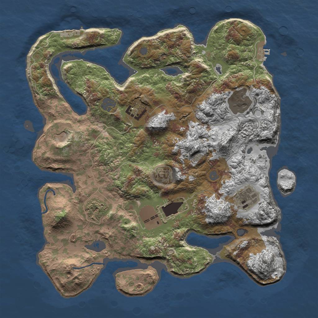 Rust Map: Procedural Map, Size: 3500, Seed: 228483, 14 Monuments