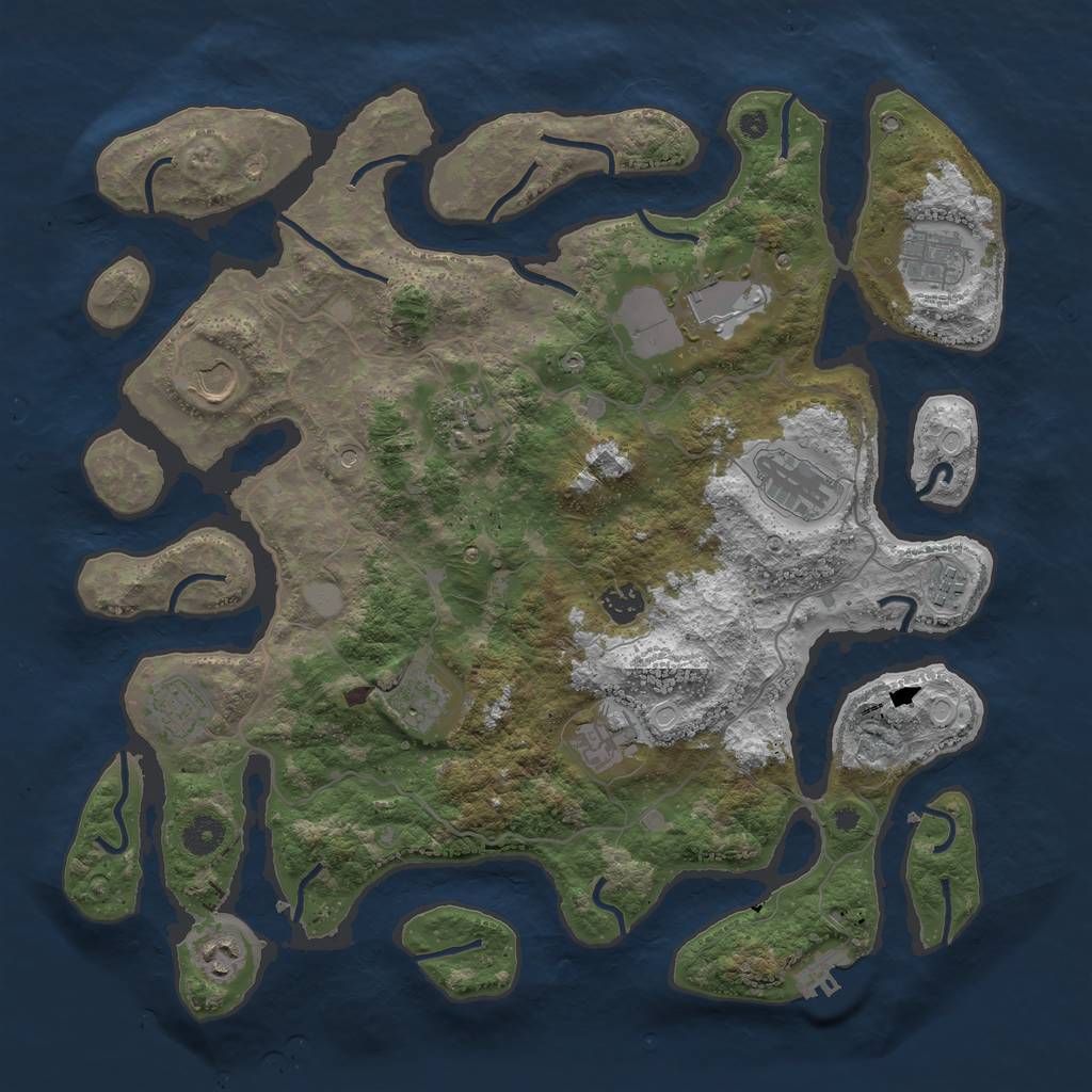 Rust Map: Procedural Map, Size: 4050, Seed: 246397488, 18 Monuments